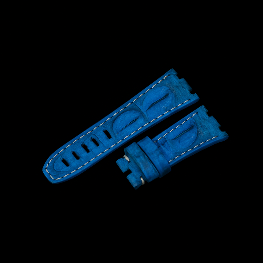 BLUE CROCODILE HORNBACK LEATHER STRAP