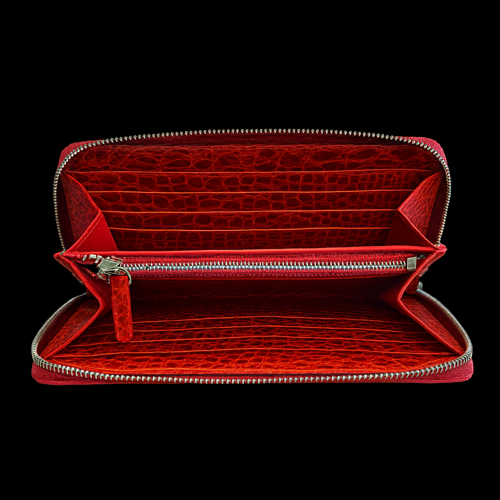 RED CROCODILE LEATHER LONG WALLET