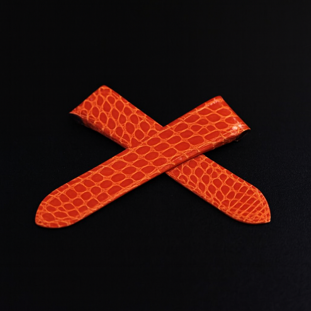 ORANGE CROCODILE LEATHER STRAP