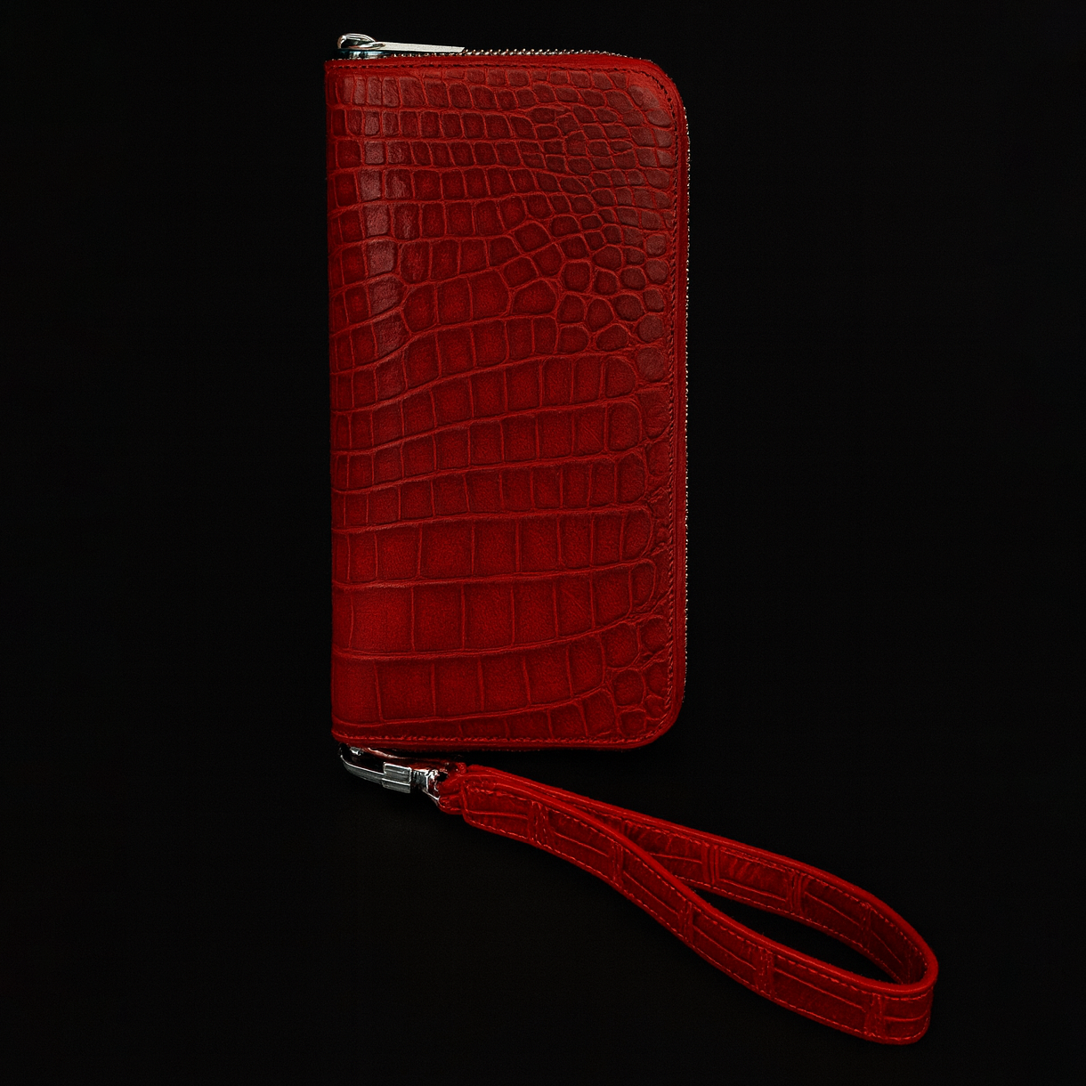 RED CROCODILE LEATHER LONG WALLET