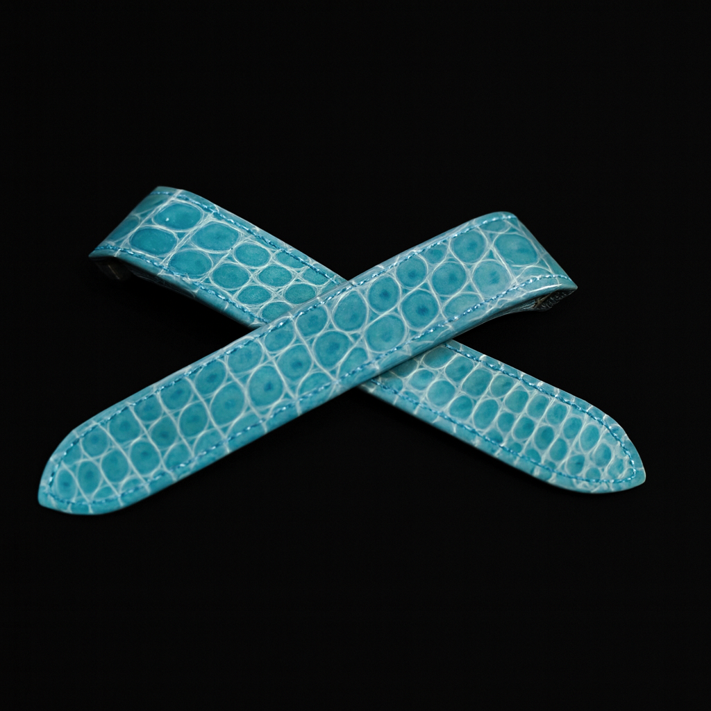 BLUE CROCODILE LEATHER STRAP