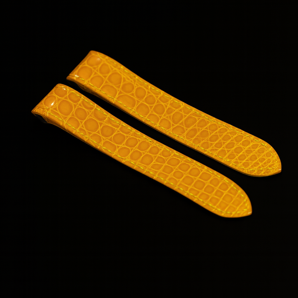 YELLOW CROCODILE LEATHER STRAP