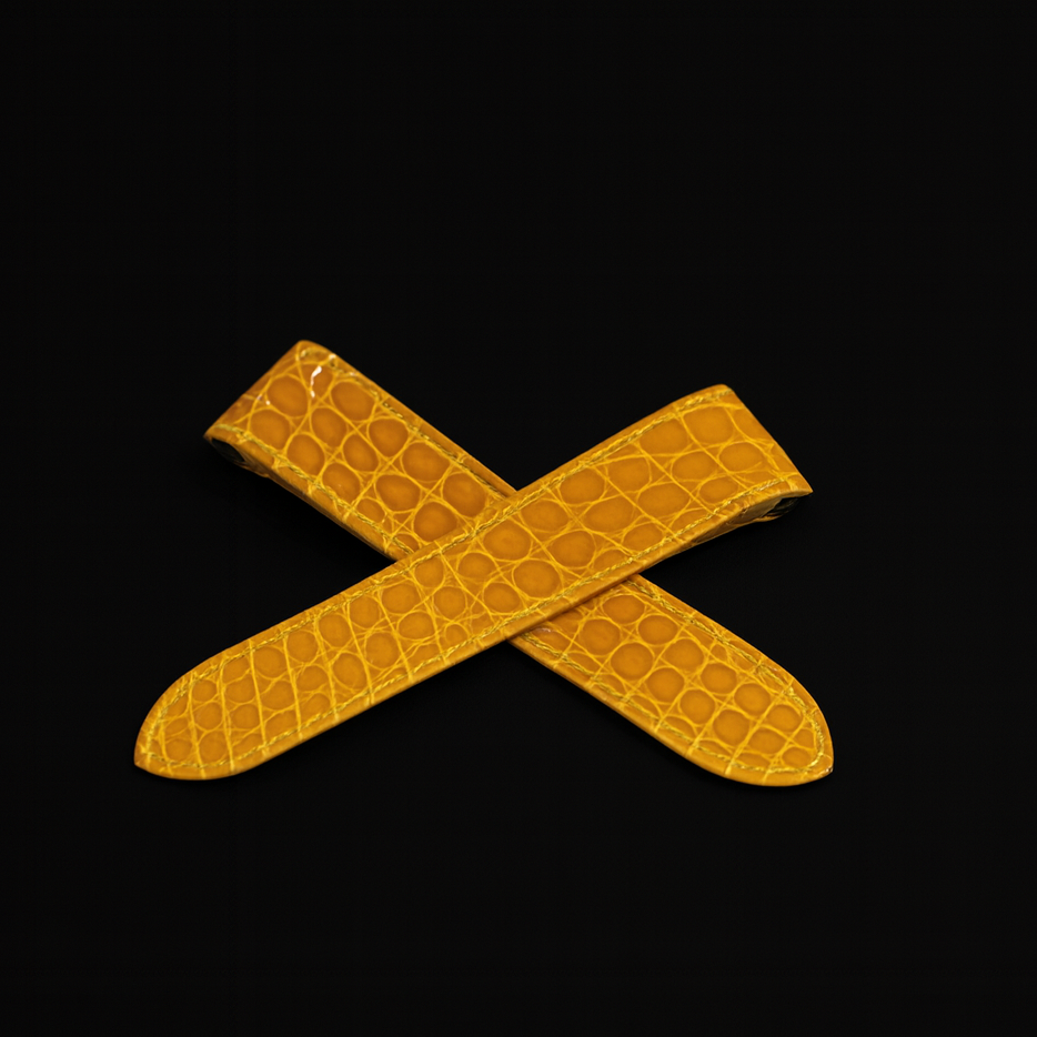 YELLOW CROCODILE LEATHER STRAP