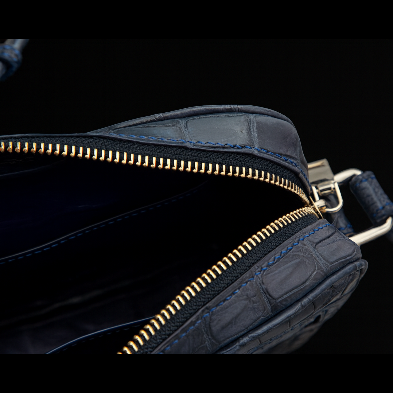 BLUE HANDMADE GENUINE CROCODILE BAG