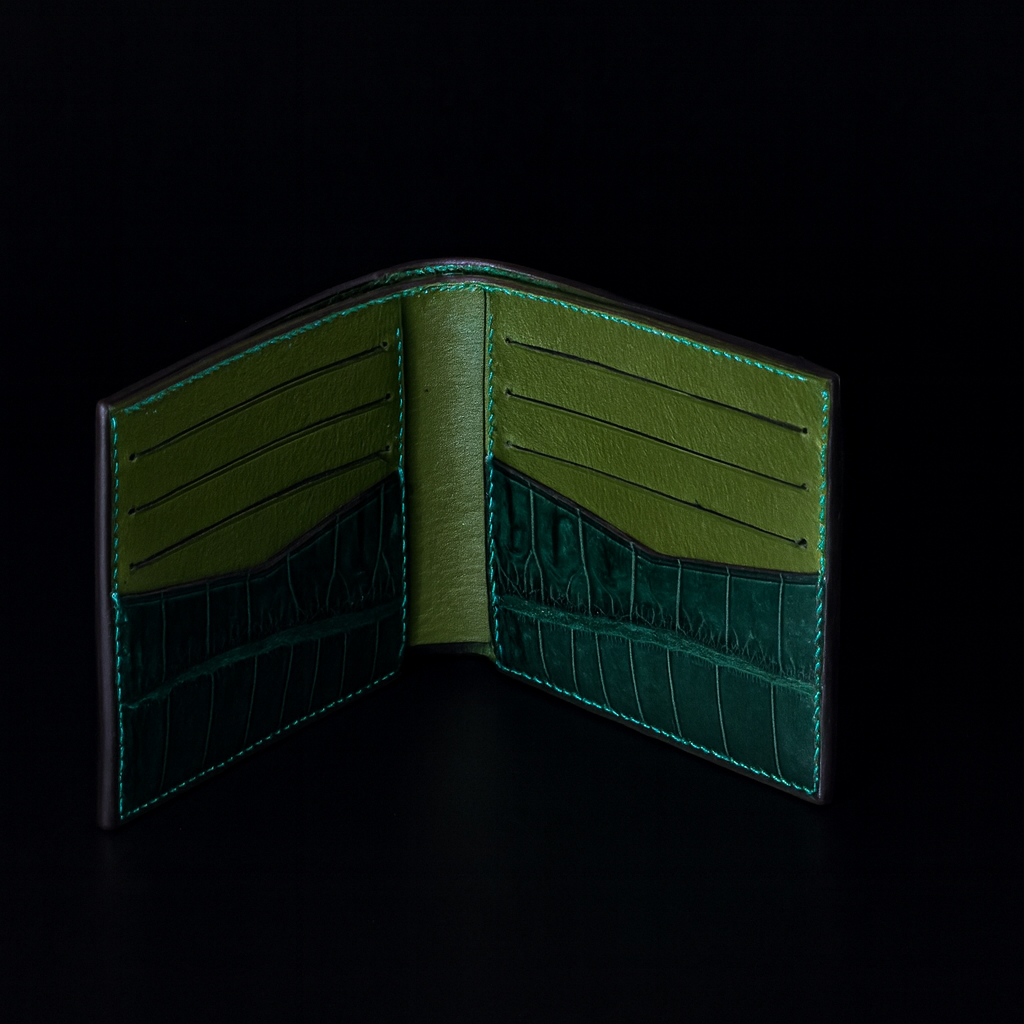 Green Crocodile leather wallet