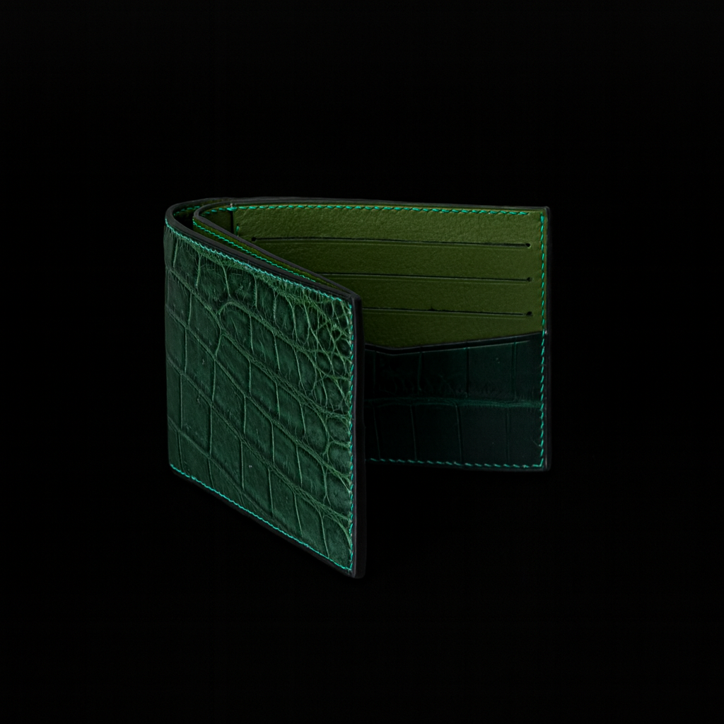 Green Crocodile leather wallet