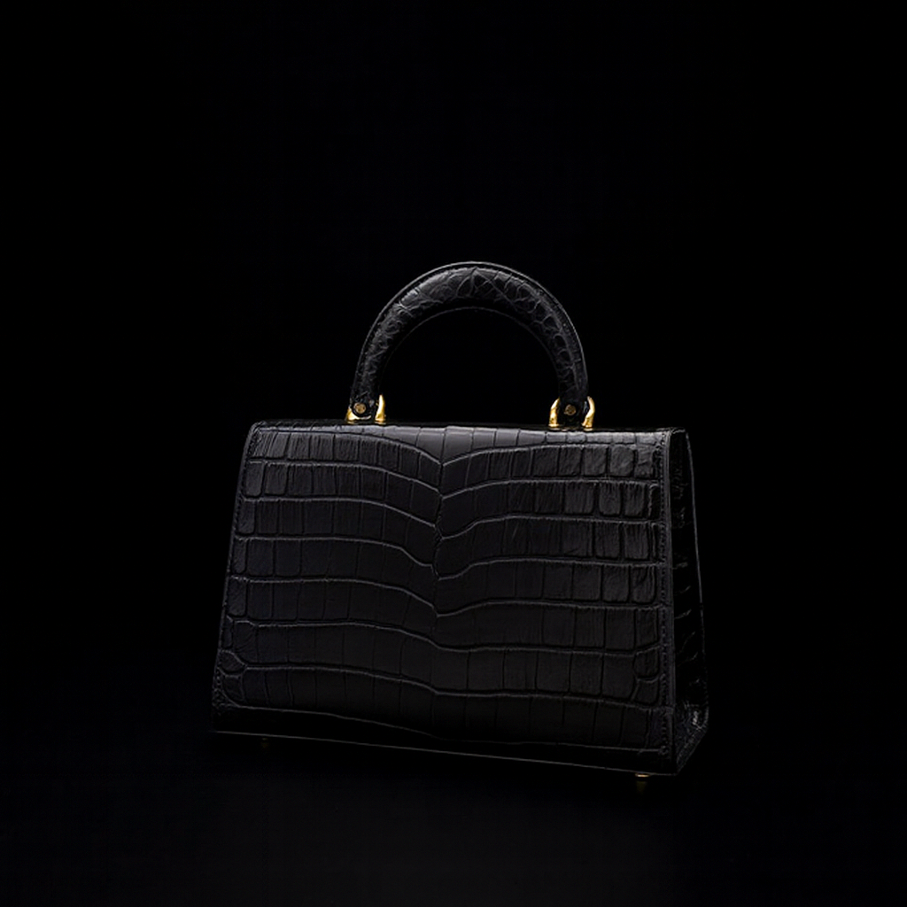 BLACK HANDMADE GENUINE CROCODILE BAG