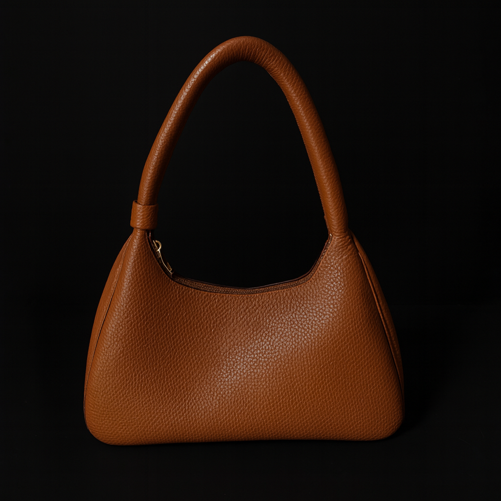 BROWN CALF LEATHER HANDBAG