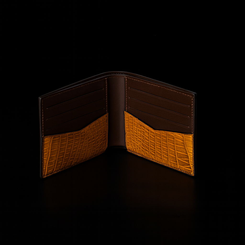 Orange Crocodile leather wallet