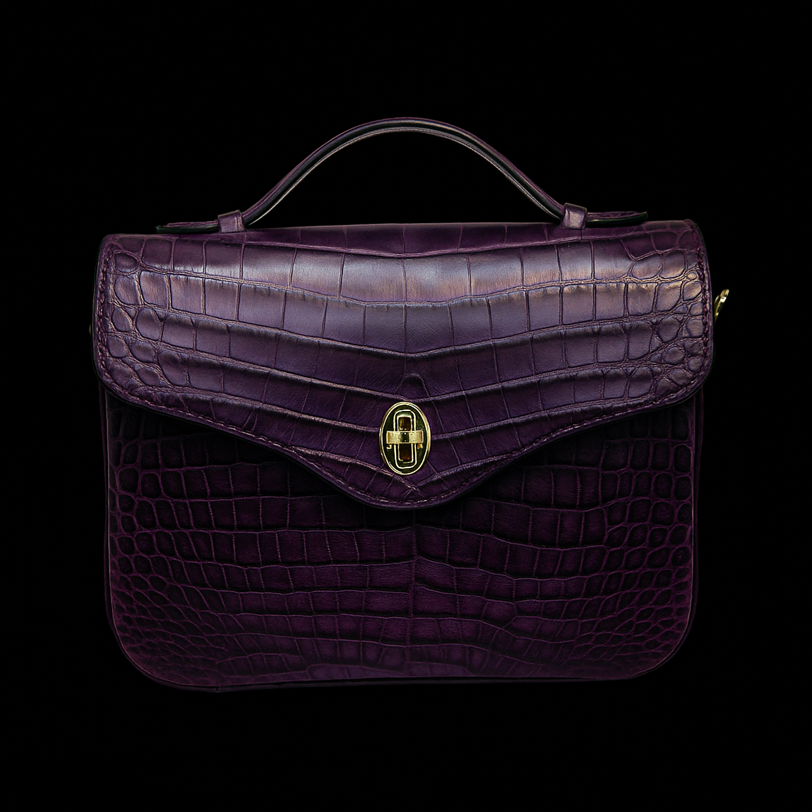 PURPLE HANDMADE GENUINE CROCODILE BAG