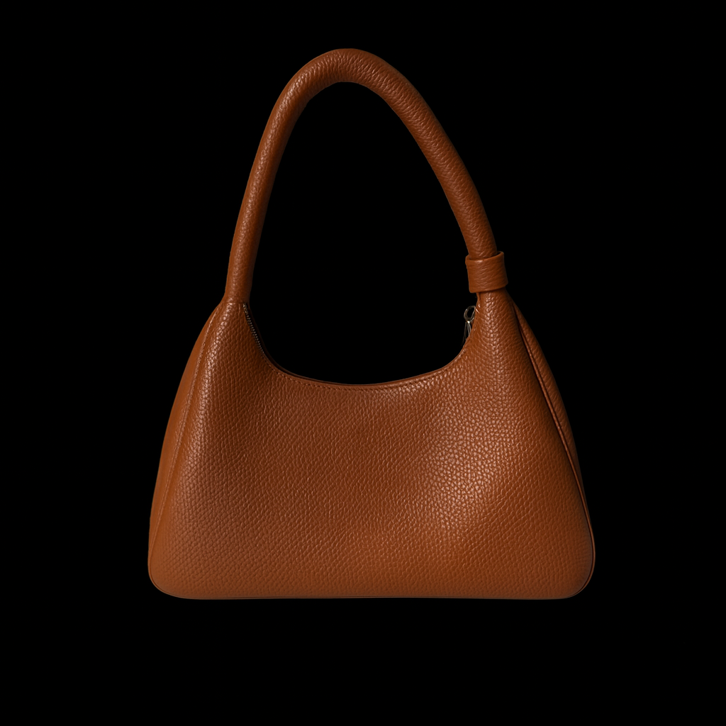 BROWN CALF LEATHER HANDBAG