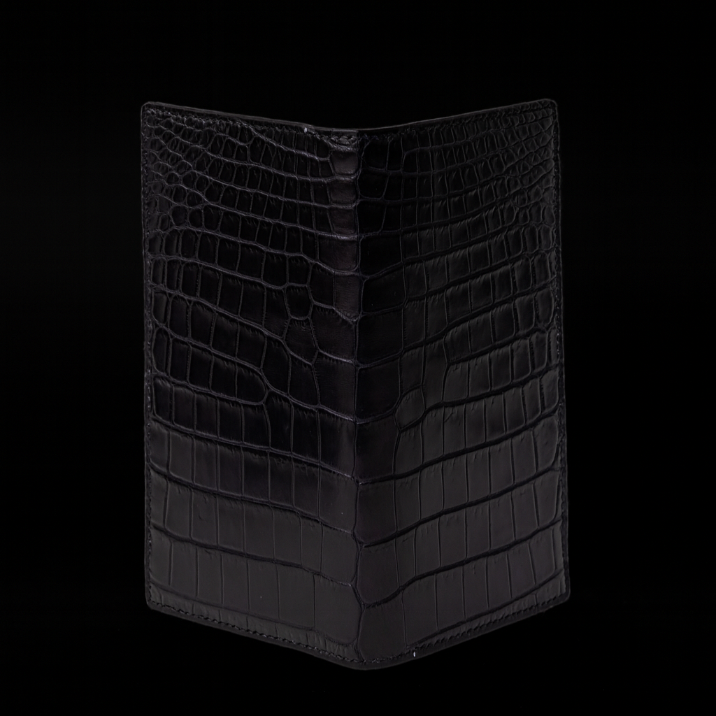 Black Crocodile leather long wallet