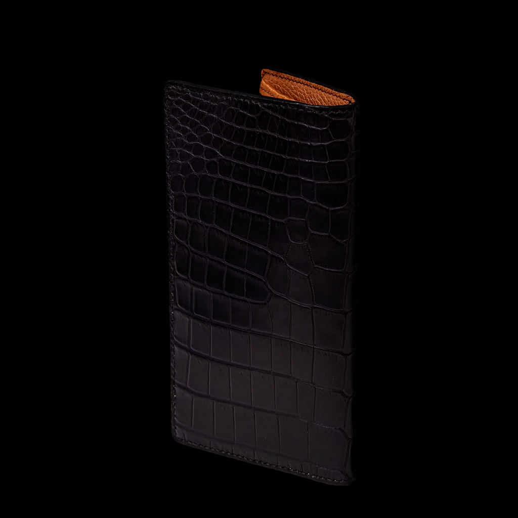 Black Crocodile leather long wallet