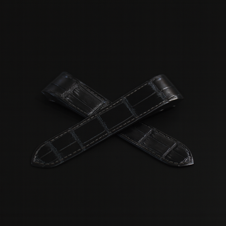 BLACK CROCODILE LEATHER STRAP