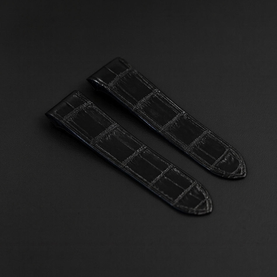 BLACK CROCODILE LEATHER STRAP