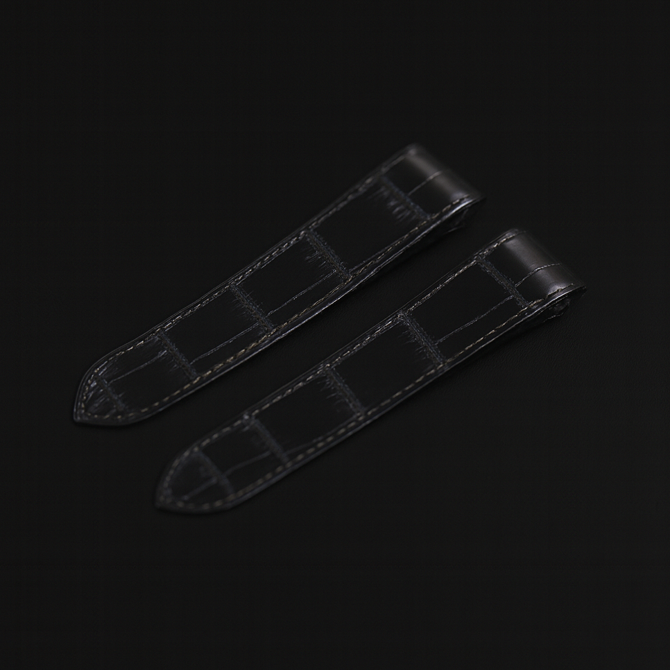BLACK CROCODILE LEATHER STRAP
