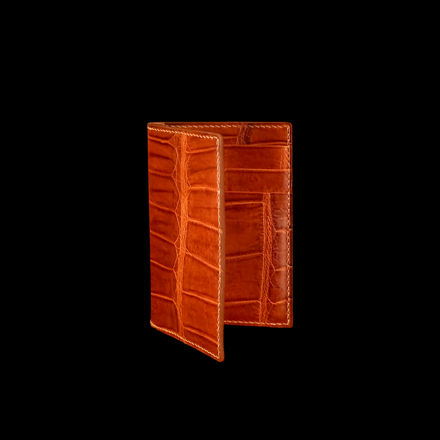 BROWN CROCODILE LEATHER CARD HOLDER