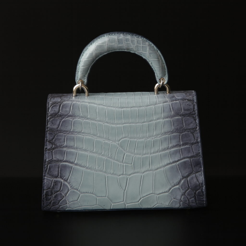 BLUE HANDMADE GENUINE CROCODILE BAG