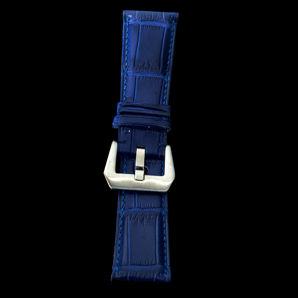 BLUE CROCODILE BELLY LEATHER STRAP