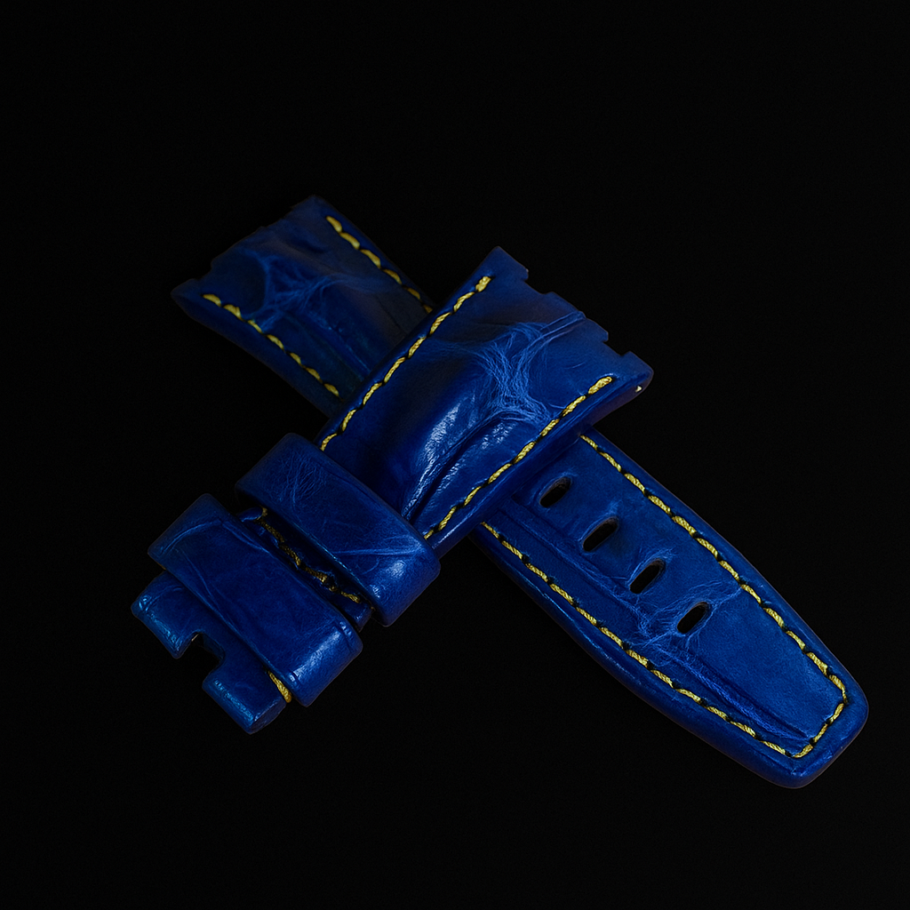 BLUE CROCODILE HORNBACK LEATHER STRAP