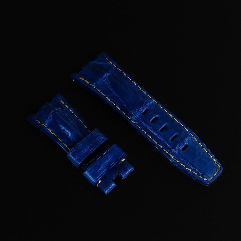 BLUE CROCODILE HORNBACK LEATHER STRAP