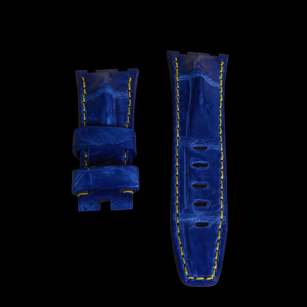 BLUE CROCODILE HORNBACK LEATHER STRAP