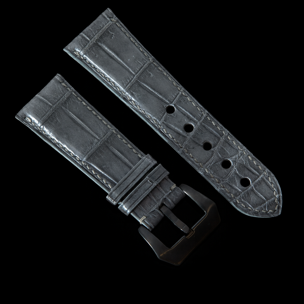 GREY CROCODILE BELLY LEATHER STRAP