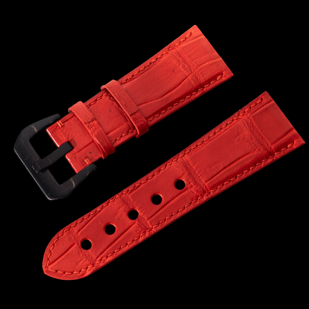 RED CROCODILE BELLY LEATHER STRAP