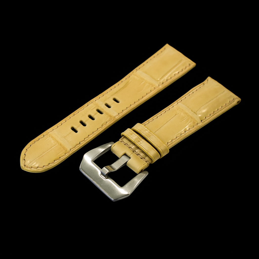 YELLOW CROCODILE BELLY LEATHER STRAP