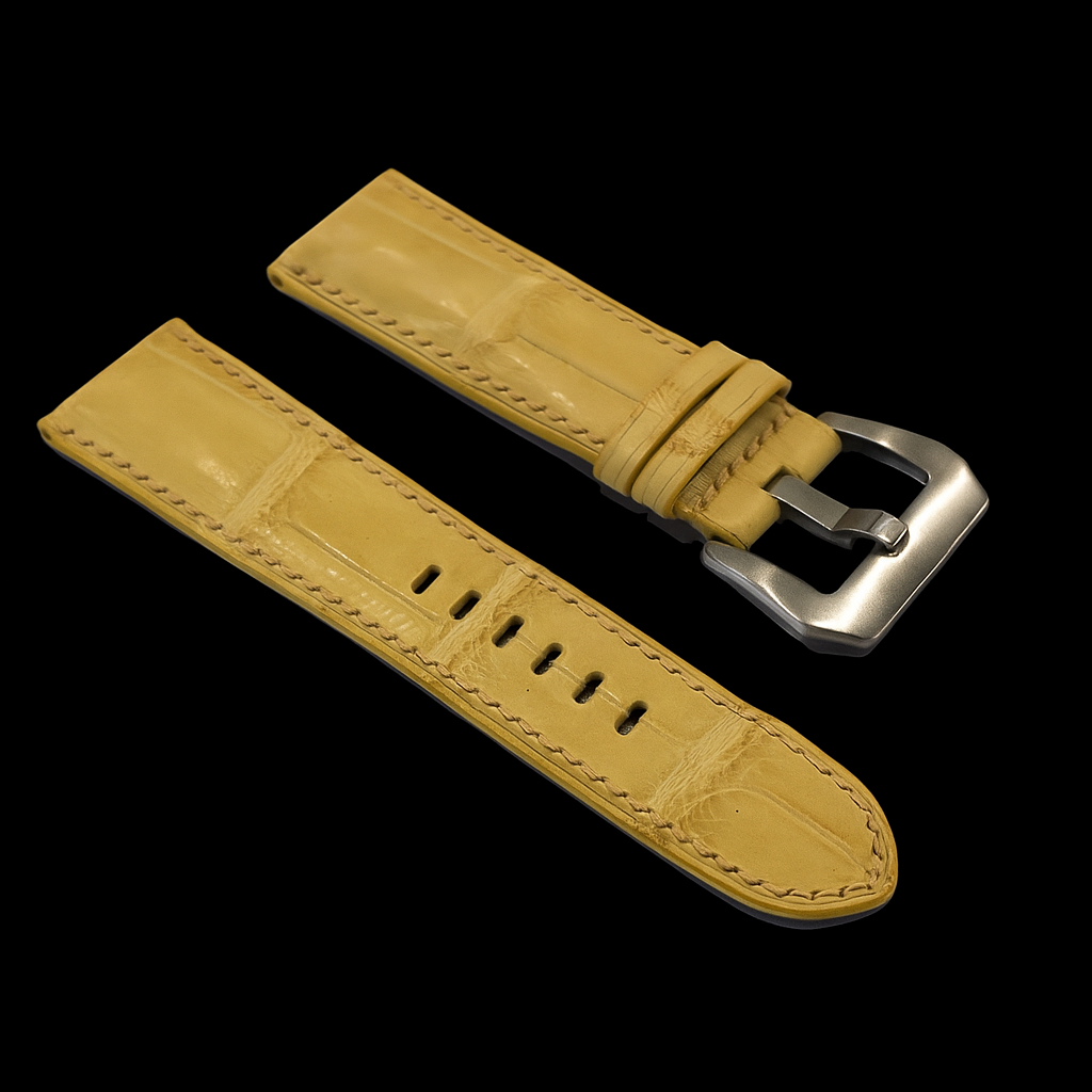 YELLOW CROCODILE BELLY LEATHER STRAP