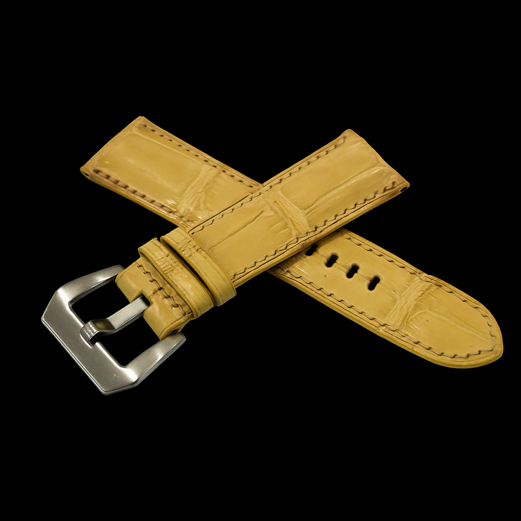 YELLOW CROCODILE BELLY LEATHER STRAP