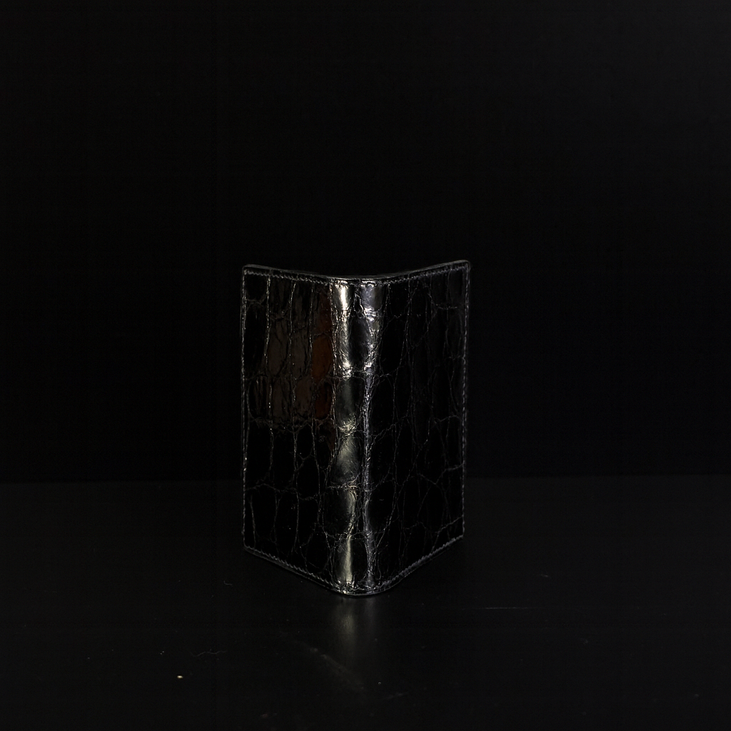 BLACK CROCODILE LEATHER CARD HOLDER