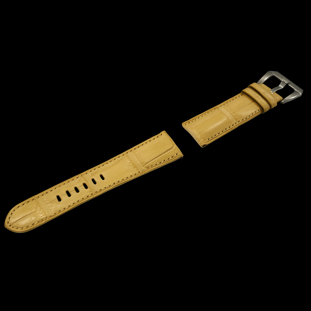 YELLOW CROCODILE BELLY LEATHER STRAP