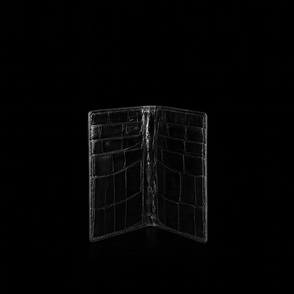 BLACK CROCODILE LEATHER CARD HOLDER