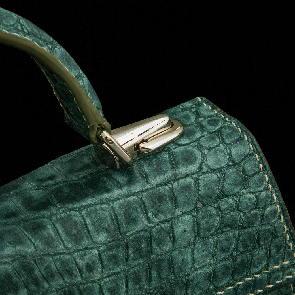 GREEN CROCODILE LEATHER HANDBAG