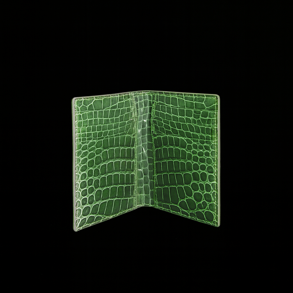 GREEN CROCODILE LEATHER CARD HOLDER