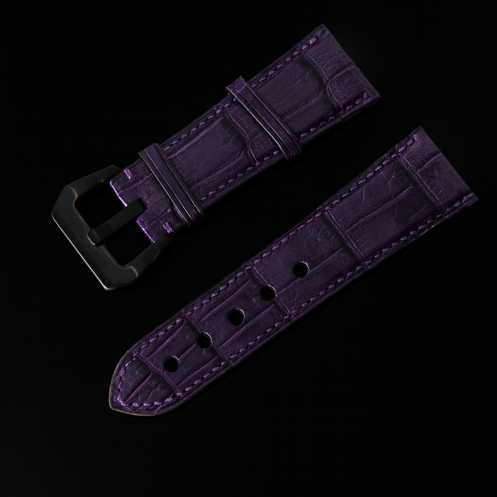 PURPLE CROCODILE BELLY LEATHER STRAP