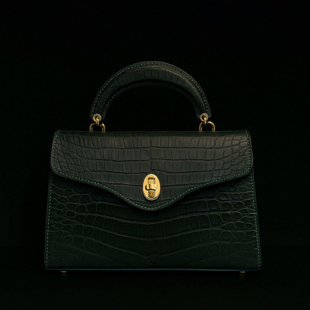 GREEN HANDMADE GENUINE CROCODILE BAG