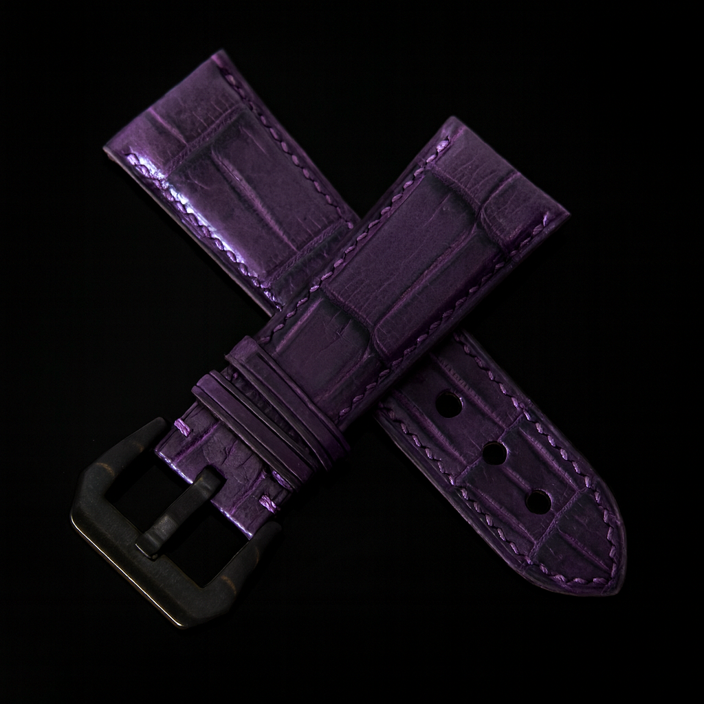PURPLE CROCODILE BELLY LEATHER STRAP