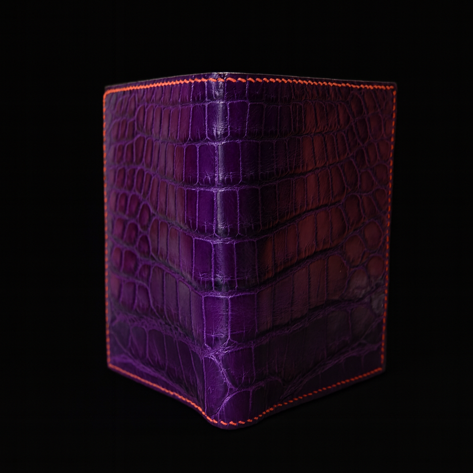 PURPLE CROCODILE LEATHER WALLET