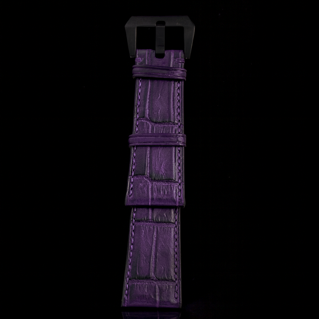 PURPLE CROCODILE BELLY LEATHER STRAP