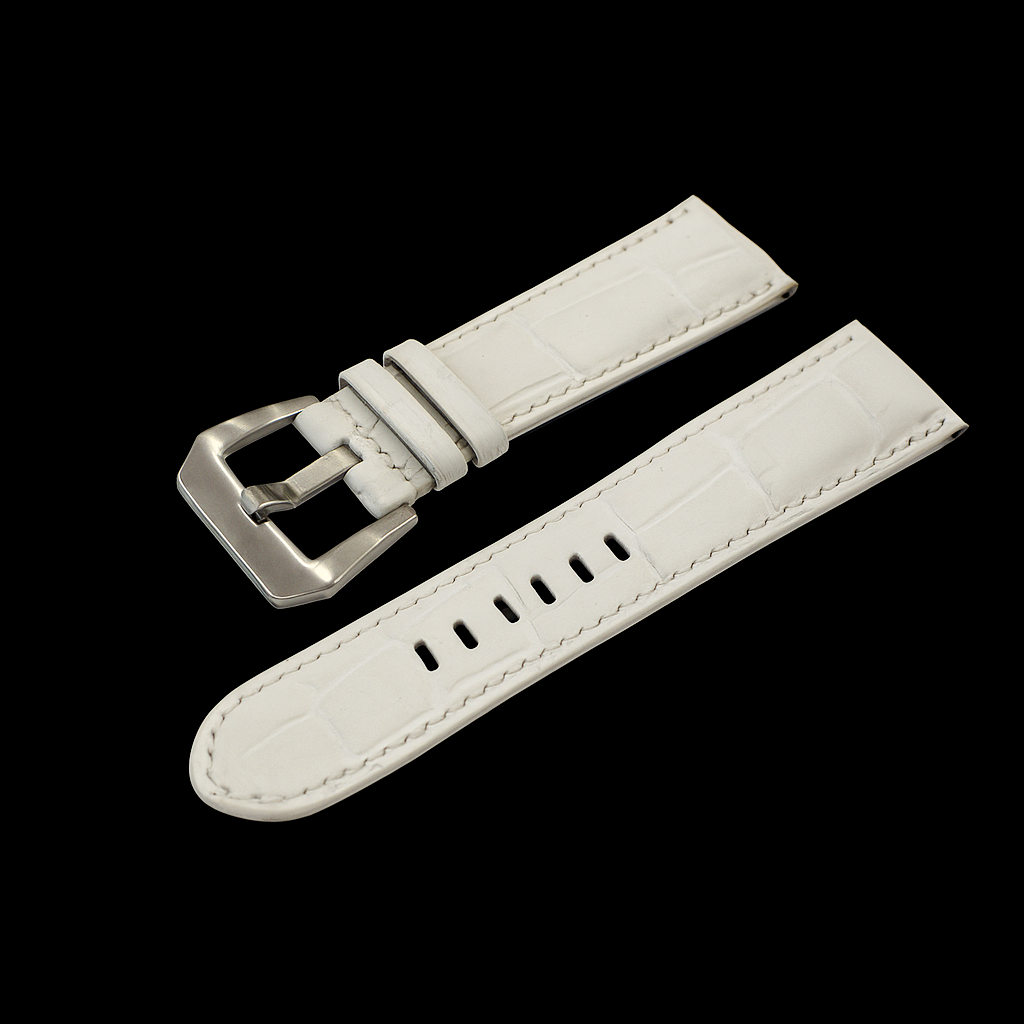 WHITE CROCODILE BELLY LEATHER STRAP