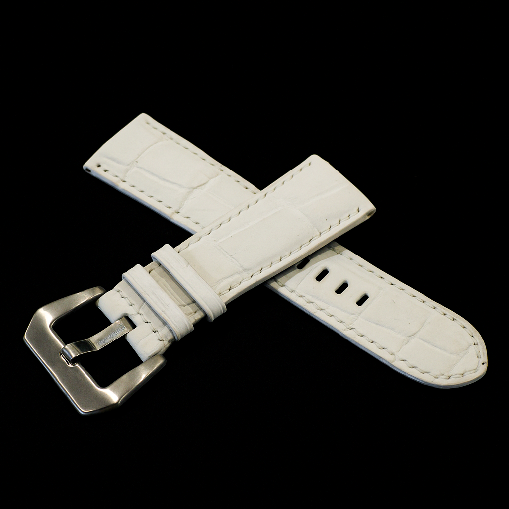 WHITE CROCODILE BELLY LEATHER STRAP
