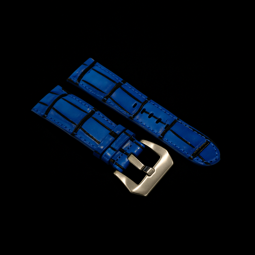 BLUE CROCODILE BELLY LEATHER STRAP