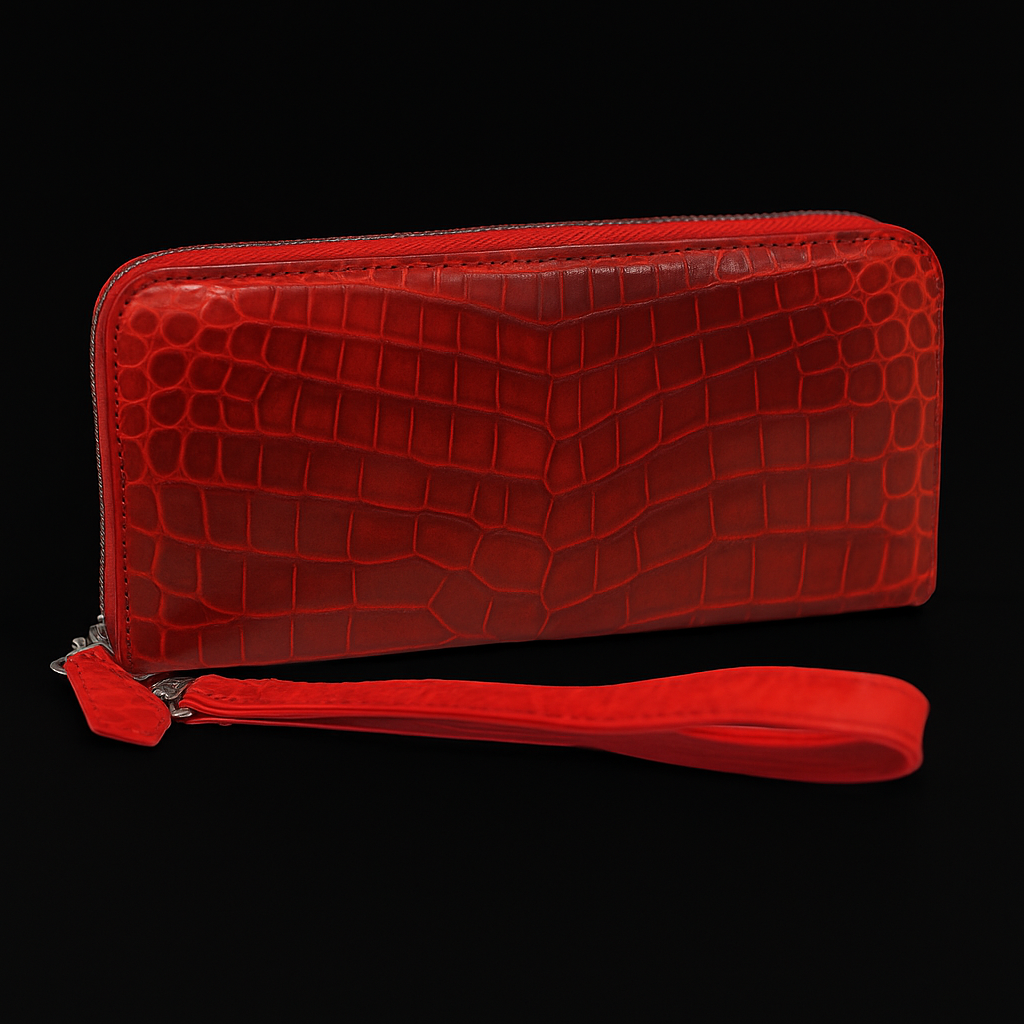 RED CROCODILE LEATHER LONG WALLET