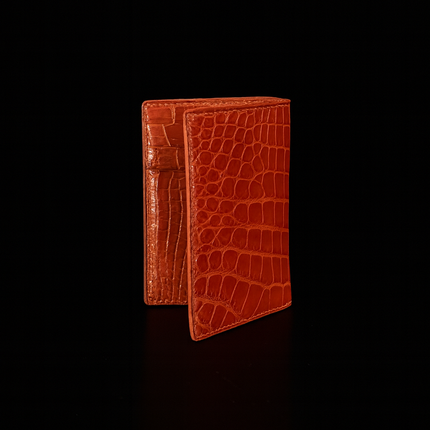 ORANGE CROCODILE LEATHER CARD HOLDER