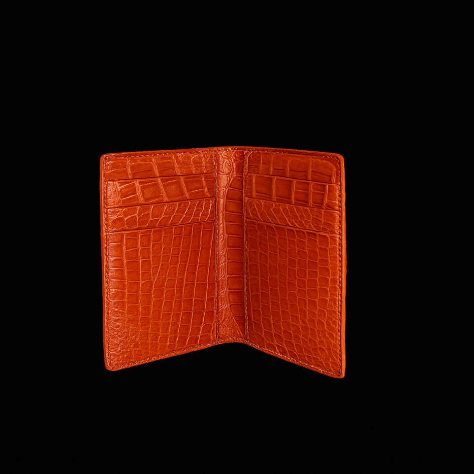 ORANGE CROCODILE LEATHER CARD HOLDER