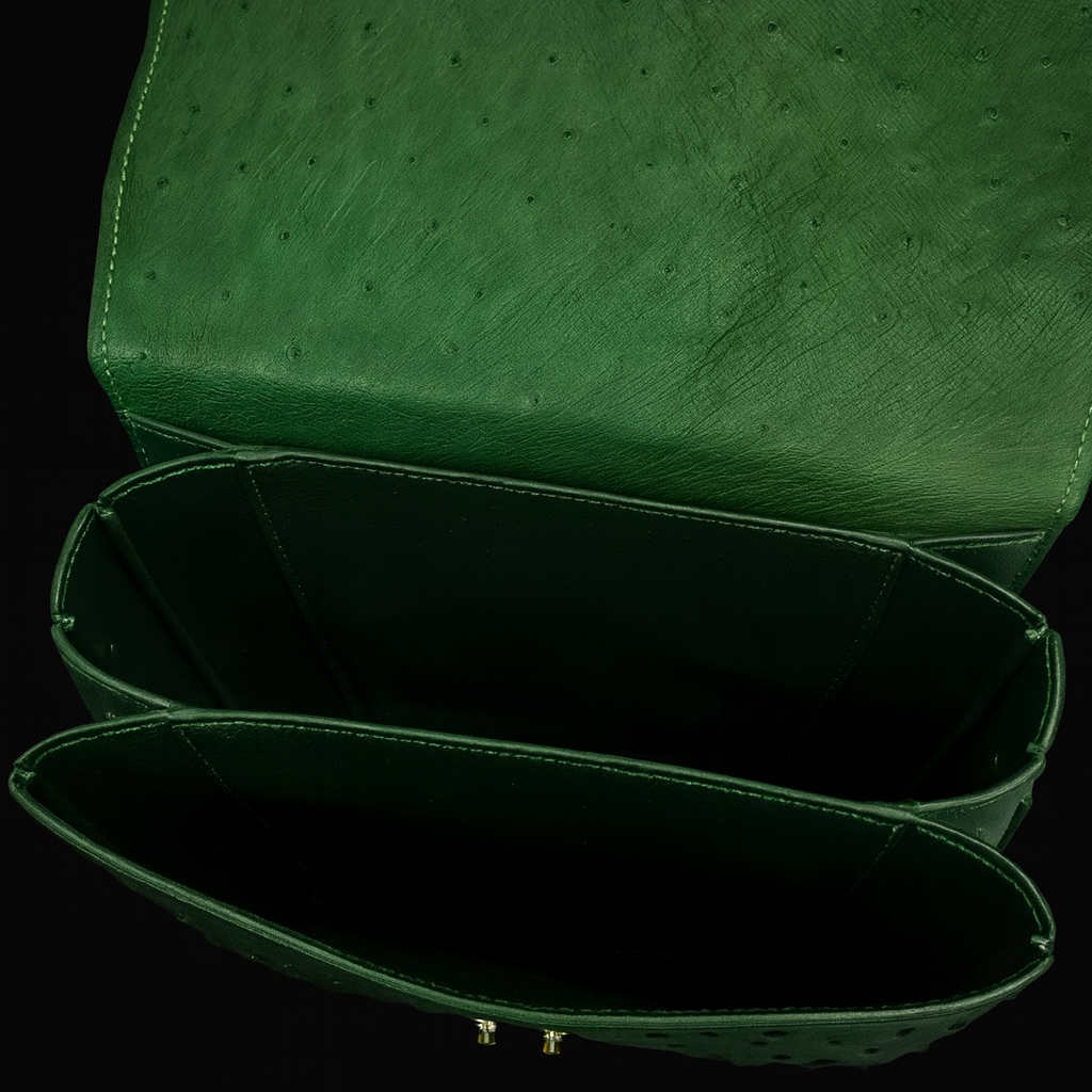 GREEN HANDMADE GENUINE OSTRICH BAG
