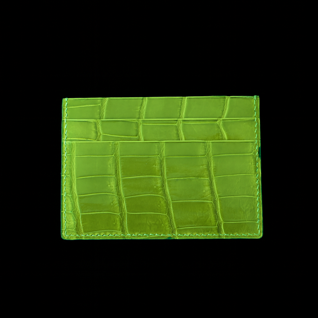 GREEN CROCODILE LEATHER CARD HOLDER