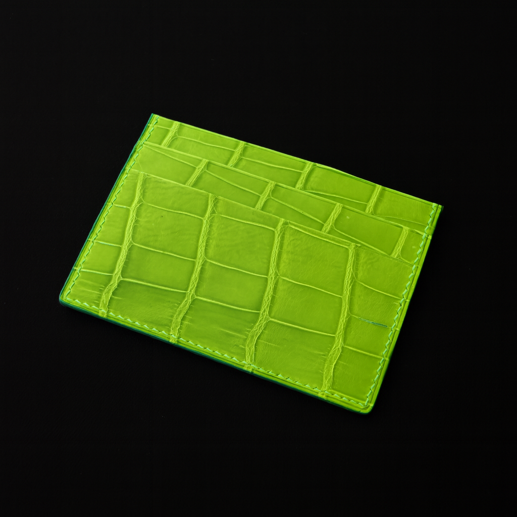 GREEN CROCODILE LEATHER CARD HOLDER